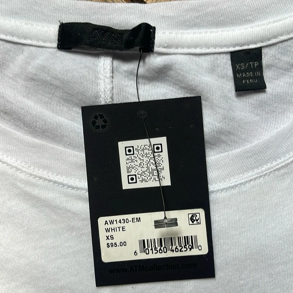 ATM Anthony Thomas Melillo Vintage Jersey Crew Neck T-Shirt white XS *NWT* - Picture 4 of 8